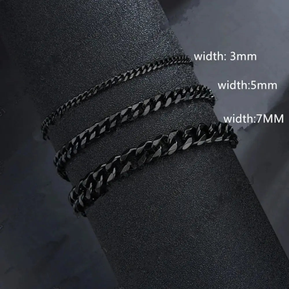 Wannee New Trendy Cuban Chain Bracelet Classic Stainless Steel 3,5,7mm Width Chain Bracelet For Men/Women's Jewelry