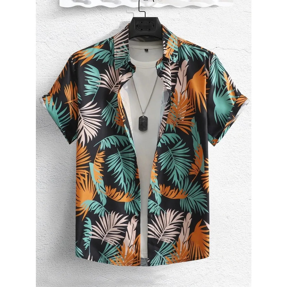 Vintage Print Hawaiian Shirt β Men's Oversized Beach Casual Shirt