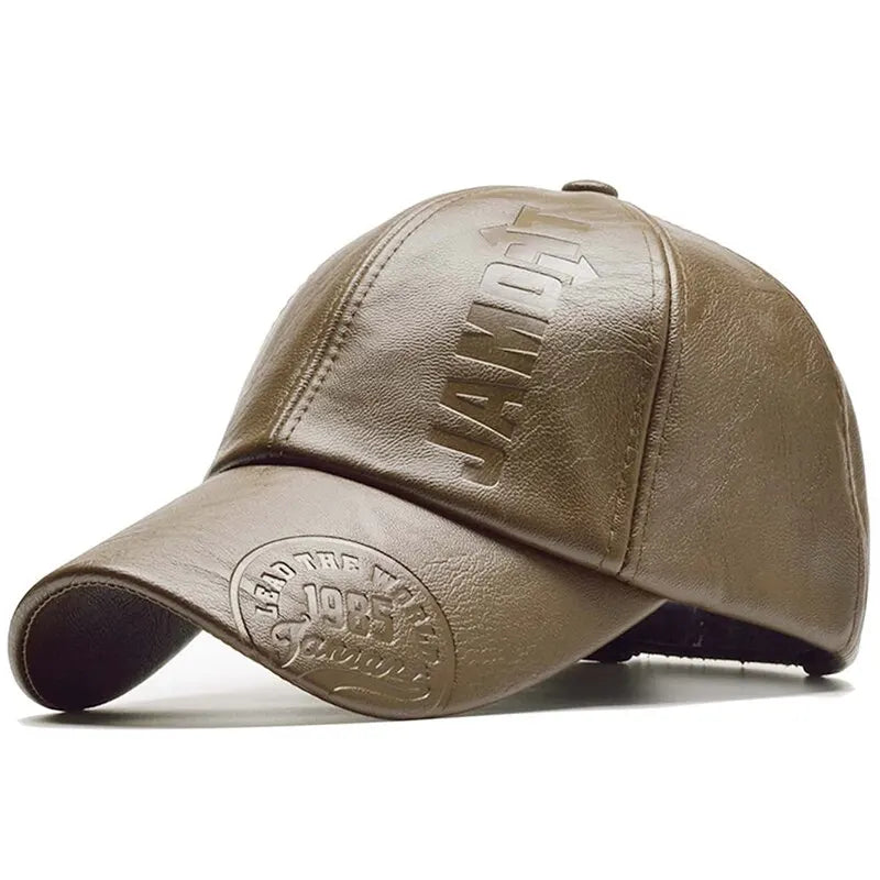Faux Leather Letter Print Cap β Unisex Adjustable Baseball Hat