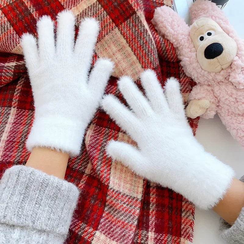 Plush Mink Velvet Winter Gloves — Women's Warm Cold-Proof Mittens
