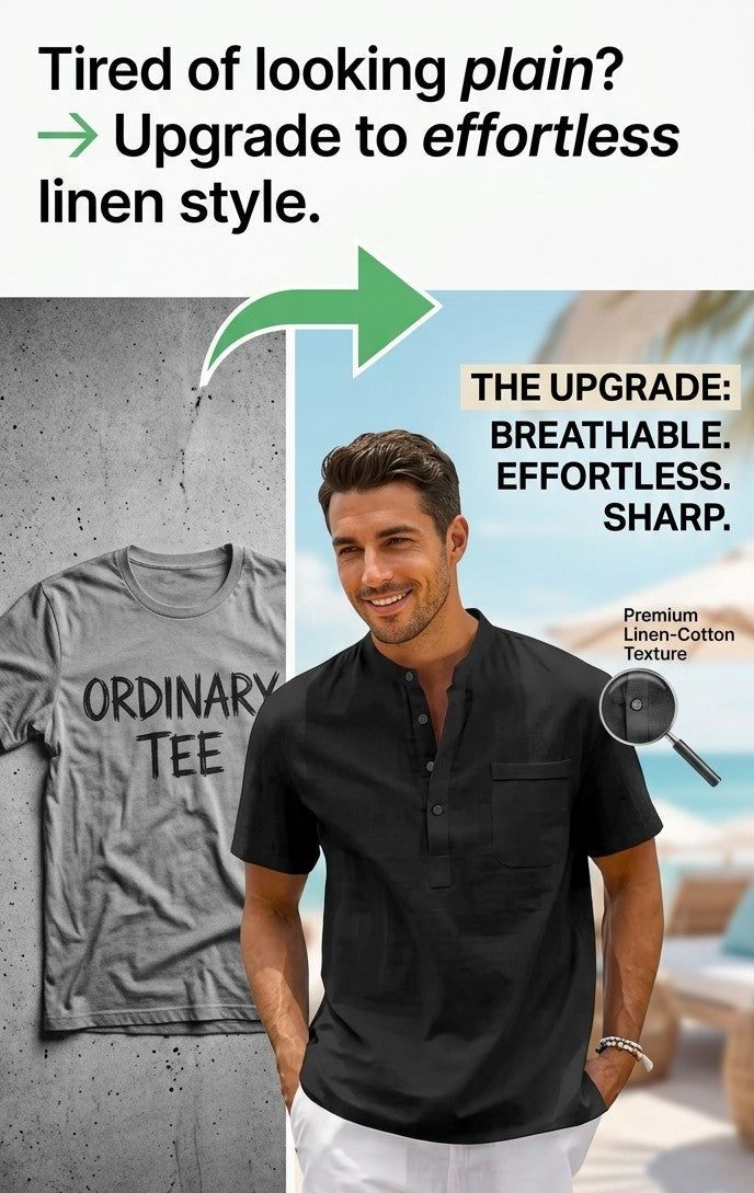Men's Linen Henley