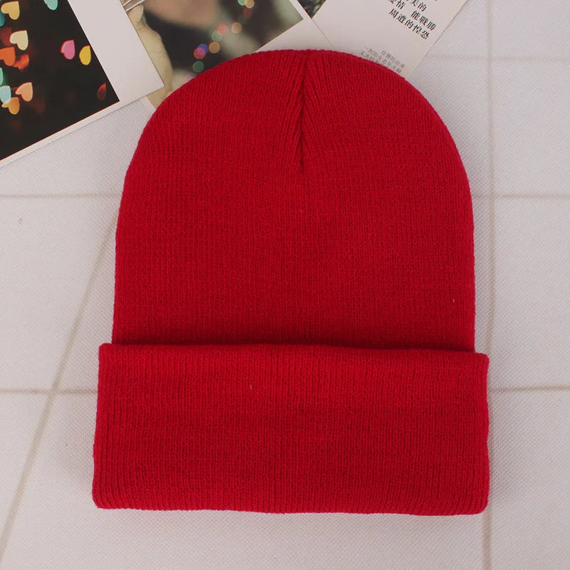 Solid Colors Men Women Woolen Knitted Beanie Hat Cap Winter Warm Soft Cotton Ski Caps Gorro Skull Knit Cap Mens Hats
