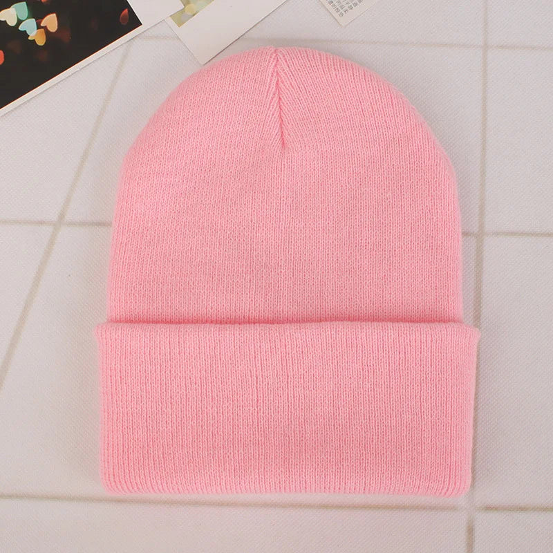 Solid Colors Men Women Woolen Knitted Beanie Hat Cap Winter Warm Soft Cotton Ski Caps Gorro Skull Knit Cap Mens Hats