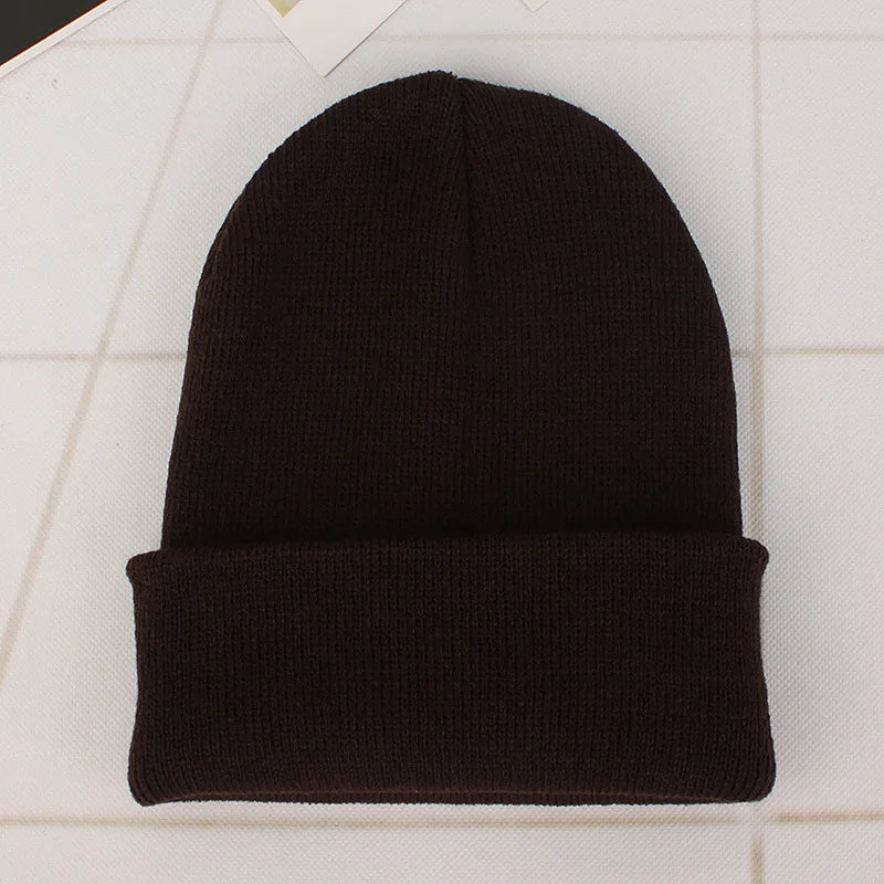 Solid Colors Men Women Woolen Knitted Beanie Hat Cap Winter Warm Soft Cotton Ski Caps Gorro Skull Knit Cap Mens Hats