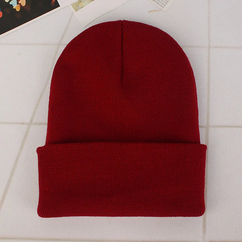 Solid Colors Men Women Woolen Knitted Beanie Hat Cap Winter Warm Soft Cotton Ski Caps Gorro Skull Knit Cap Mens Hats