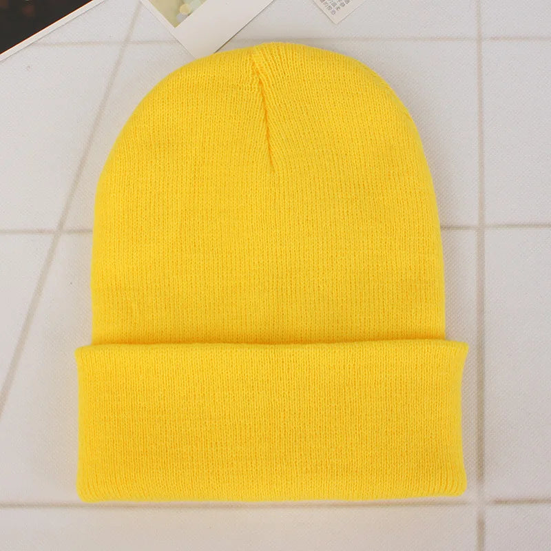 Solid Colors Men Women Woolen Knitted Beanie Hat Cap Winter Warm Soft Cotton Ski Caps Gorro Skull Knit Cap Mens Hats
