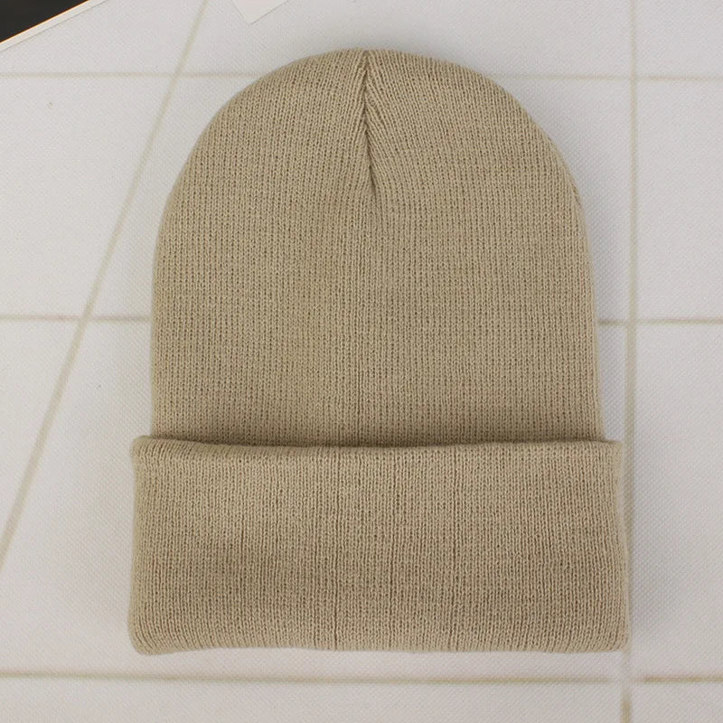 Solid Colors Men Women Woolen Knitted Beanie Hat Cap Winter Warm Soft Cotton Ski Caps Gorro Skull Knit Cap Mens Hats