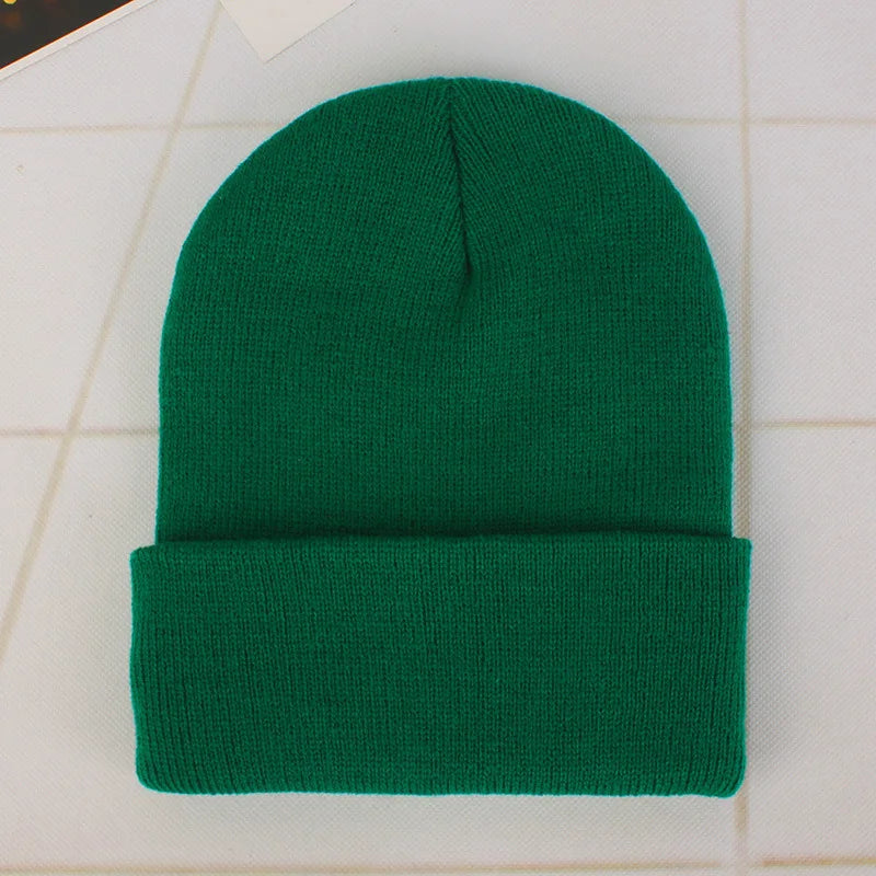 Solid Colors Men Women Woolen Knitted Beanie Hat Cap Winter Warm Soft Cotton Ski Caps Gorro Skull Knit Cap Mens Hats