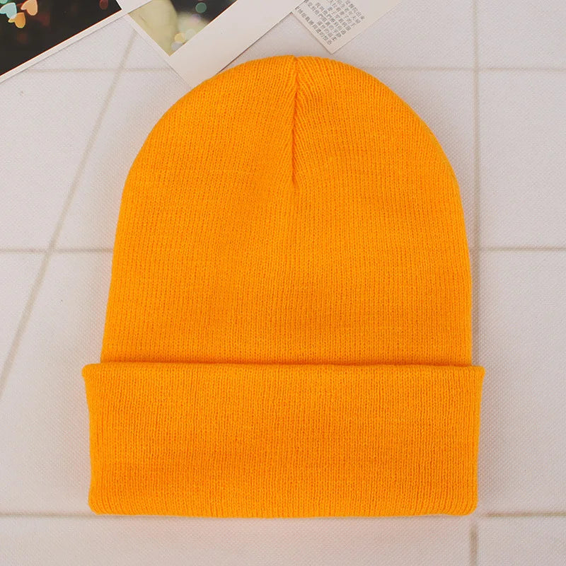 Solid Colors Men Women Woolen Knitted Beanie Hat Cap Winter Warm Soft Cotton Ski Caps Gorro Skull Knit Cap Mens Hats