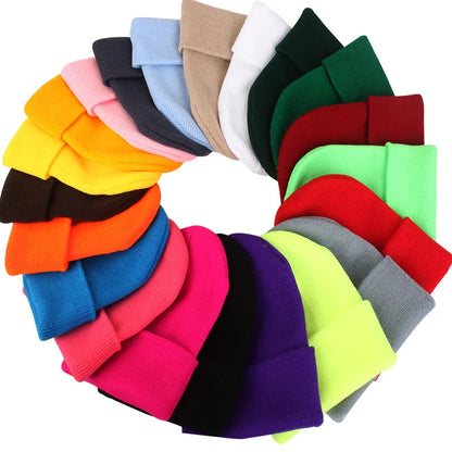 Solid Colors Men Women Woolen Knitted Beanie Hat Cap Winter Warm Soft Cotton Ski Caps Gorro Skull Knit Cap Mens Hats