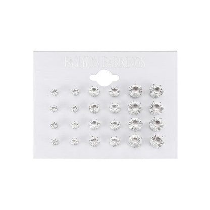New 12 Pairs Of White Shiny Wedding Stud Earrings Set For Women/ Men Crystal Jewelry Accessories