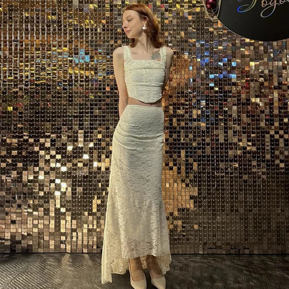 The Verona Textured Two-Piece Maxi Set | Elegant Ivory Summer Outfit