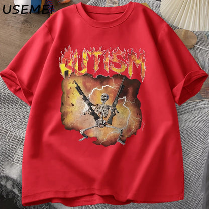 Quirky Skeleton Graphic Tee — Unisex Vintage Cotton Streetwear T-Shirt