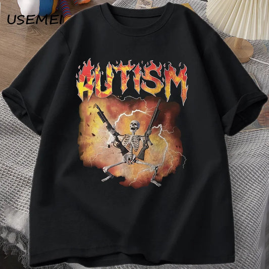 Quirky Skeleton Graphic Tee — Unisex Vintage Cotton Streetwear T-Shirt