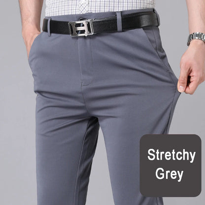Smart Casual Stretch Trousers — Men's Straight Fit Office Pants