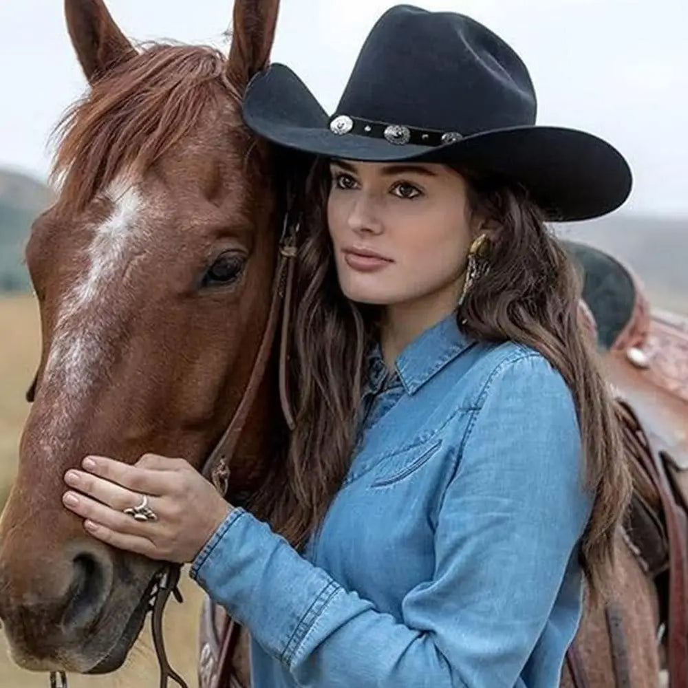 The Midnight Rodeo Studded Wide-Brim Cowgirl Hat