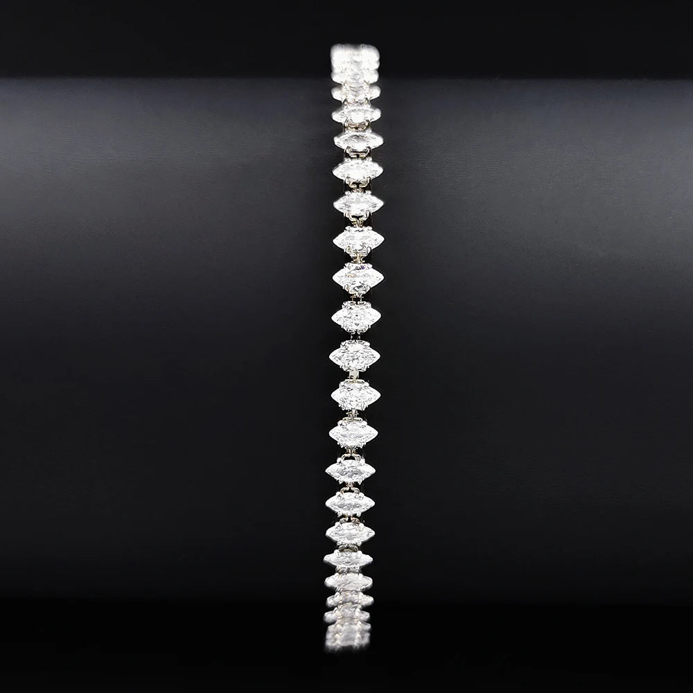 2024 New Marquise Oval Square Cut Luxury Silver Color on Hand Tennis Bracelet Bangle for Women