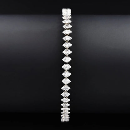 2024 New Marquise Oval Square Cut Luxury Silver Color on Hand Tennis Bracelet Bangle for Women