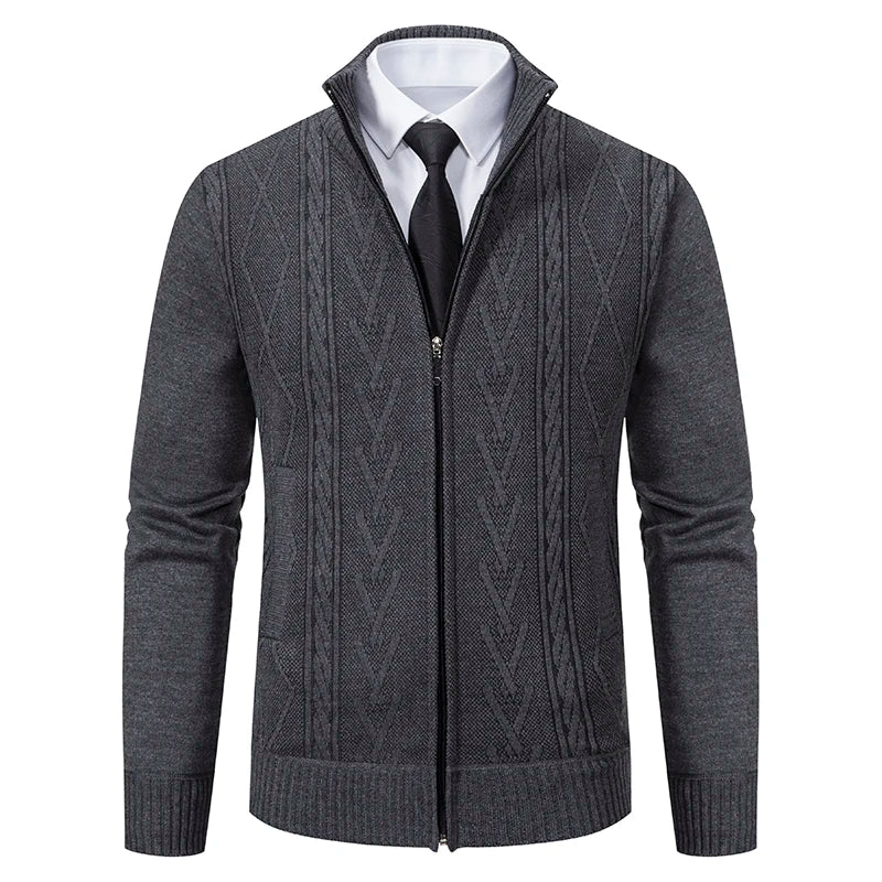 Padded Knit Sweater Coat — Men's Warm Casual Cardigan Jacket