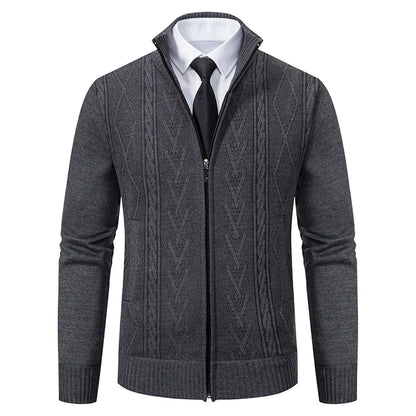 Padded Knit Sweater Coat — Men's Warm Casual Cardigan Jacket