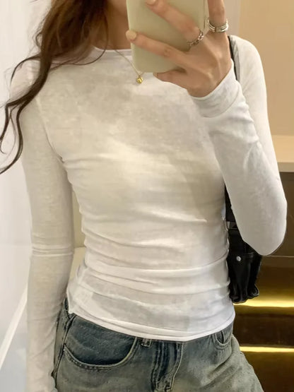 Streetwear Slim Fit Base Tee — Women's Long Sleeve O-Neck Top