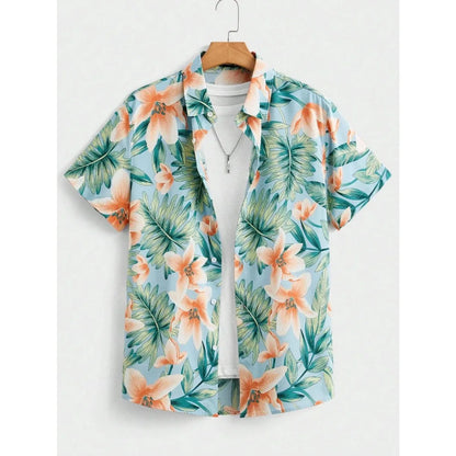 Vintage Print Hawaiian Shirt — Men's Oversized Beach Casual Shirt