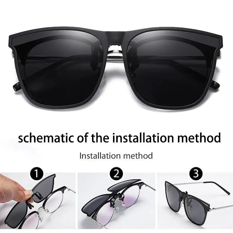 Photochromic Driving Sunglasses — Men's Anti-Glare Vintage Square Shades