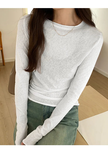 Streetwear Slim Fit Base Tee — Women's Long Sleeve O-Neck Top