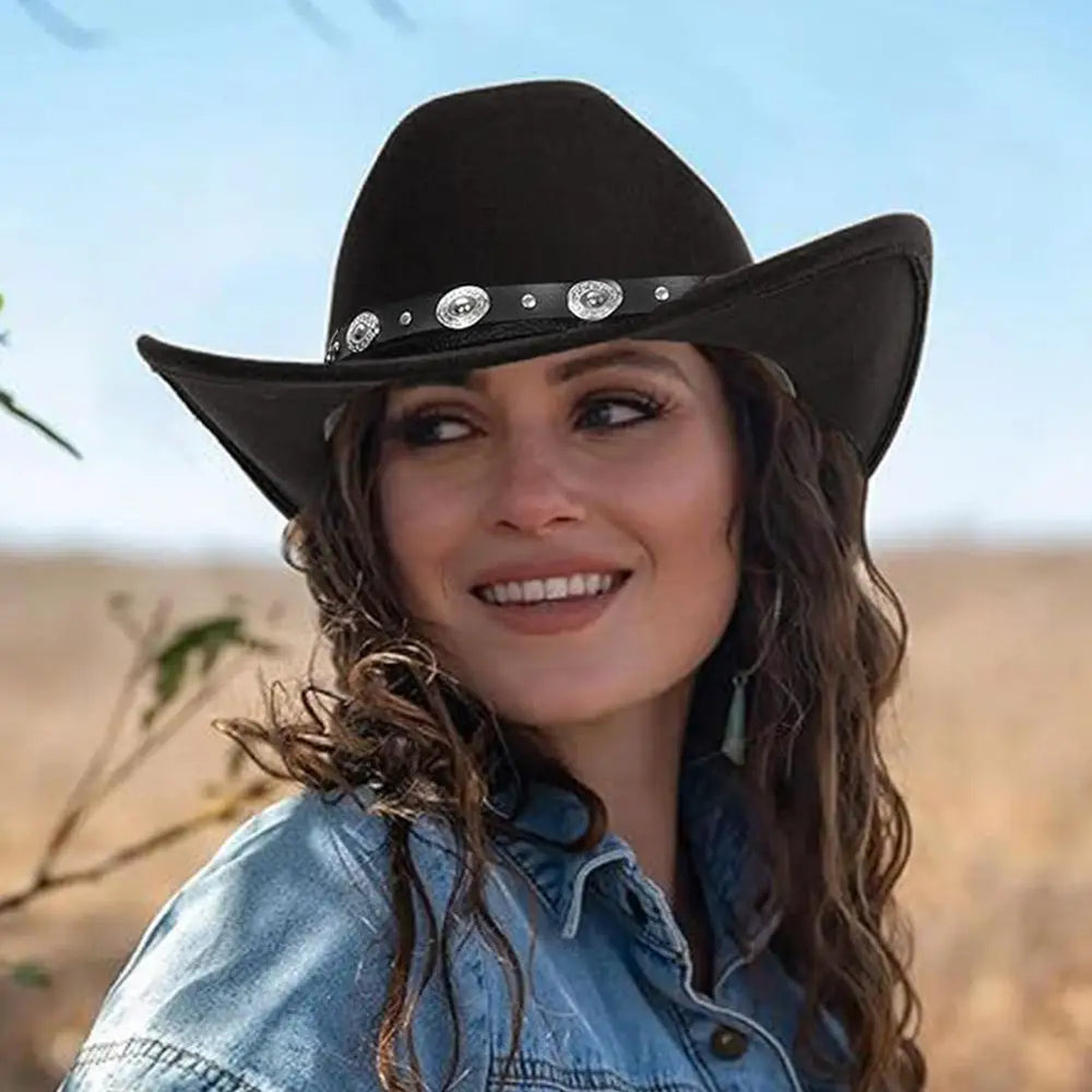 The Midnight Rodeo Studded Wide-Brim Cowgirl Hat