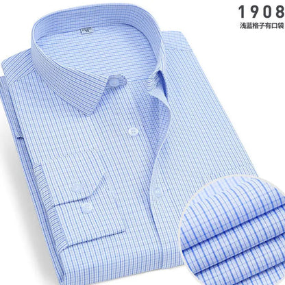 Non-Iron Striped Shirt — Men's Slim Fit Business Casual Long Sleeve