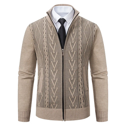 Padded Knit Sweater Coat — Men's Warm Casual Cardigan Jacket