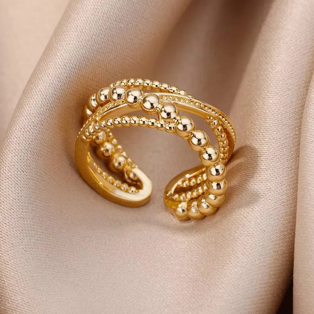 Stainless Steel Belt Rings For Women Zircon Adjustable Belt Finger Ring