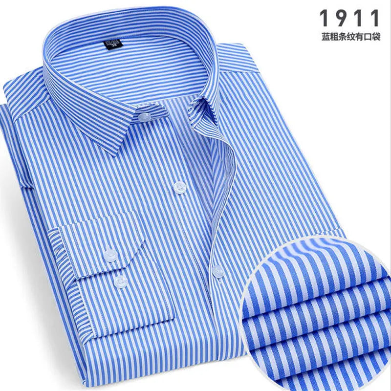 Non-Iron Striped Shirt — Men's Slim Fit Business Casual Long Sleeve