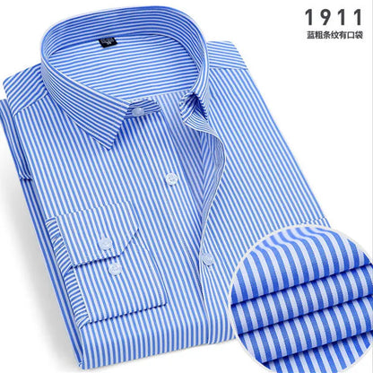 Non-Iron Striped Shirt — Men's Slim Fit Business Casual Long Sleeve