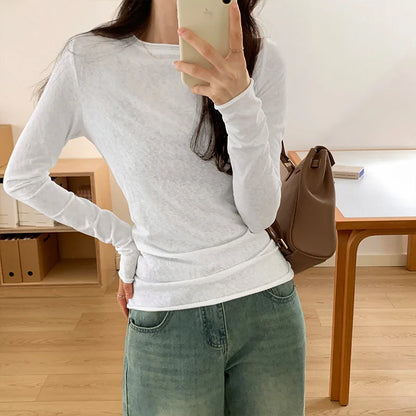 Streetwear Slim Fit Base Tee — Women's Long Sleeve O-Neck Top