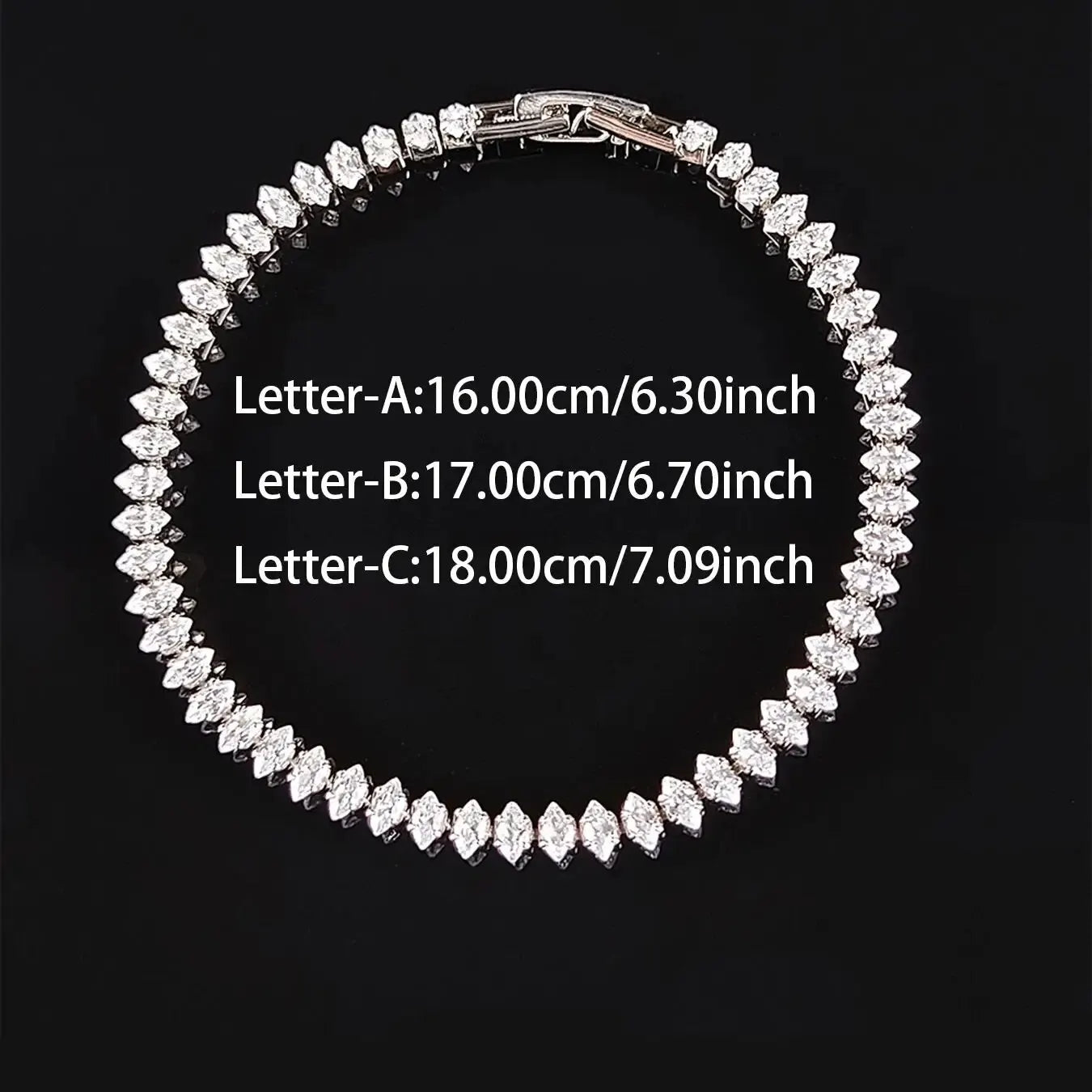2024 New Marquise Oval Square Cut Luxury Silver Color on Hand Tennis Bracelet Bangle for Women