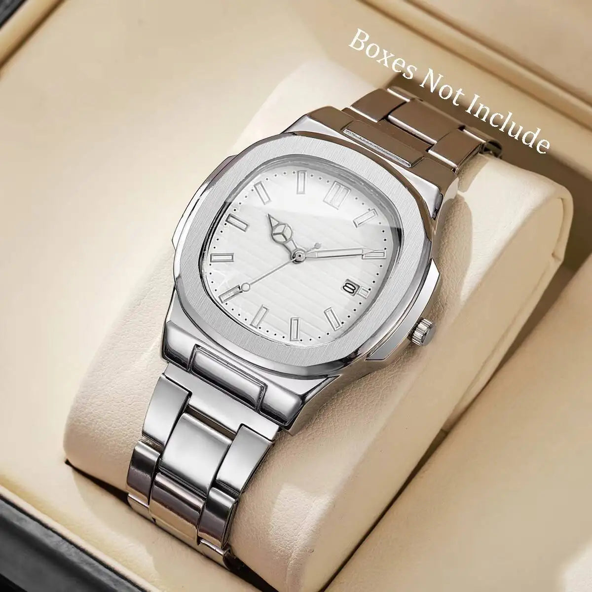 Quartz Luxury Men timepiece Watches, fashinable Stainless Steel Strap with Calendar