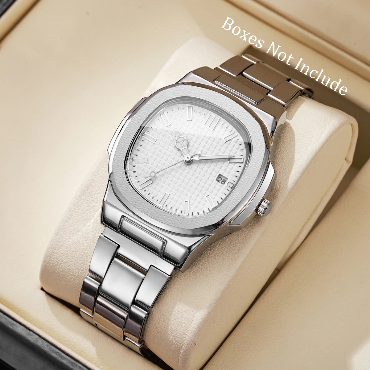 Quartz Luxury Men timepiece Watches, fashinable Stainless Steel Strap with Calendar