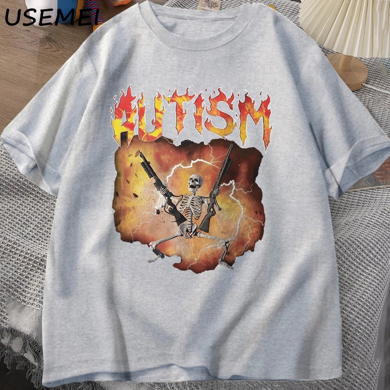 Quirky Skeleton Graphic Tee — Unisex Vintage Cotton Streetwear T-Shirt