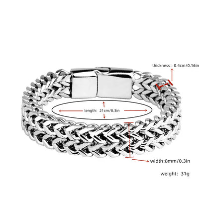 Men's Stainless Steel Braided Fish Scale Bracelet – Magnetic Buckle, Keel Design