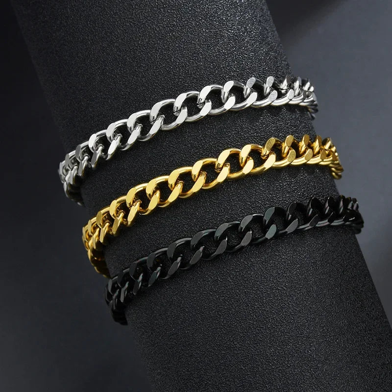 Wannee Cuban Chain Bracelet 3,5,7mm Width