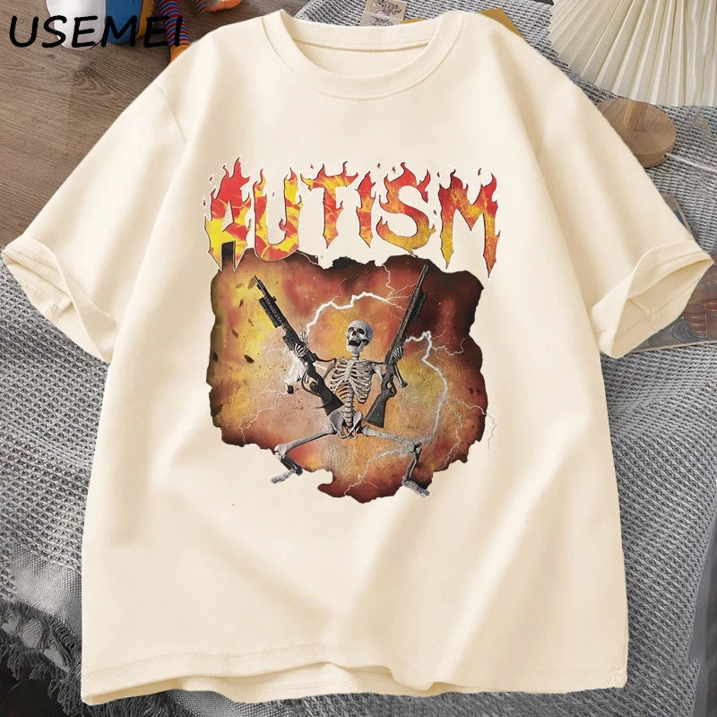 Quirky Skeleton Graphic Tee — Unisex Vintage Cotton Streetwear T-Shirt