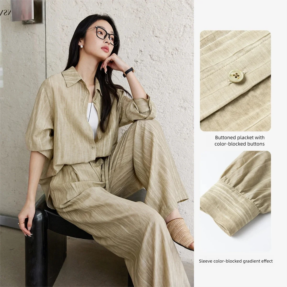 VIMLY Texture Shirt & Pants Set Two Piece - Perfect Fit For The Perfect Night