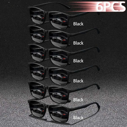 6PCS Fashion Vintage Square Sunglasses Men WomenDriving Man Luxury Brand Designer Sun Glasses Anti-Glare Retro Eyewear
