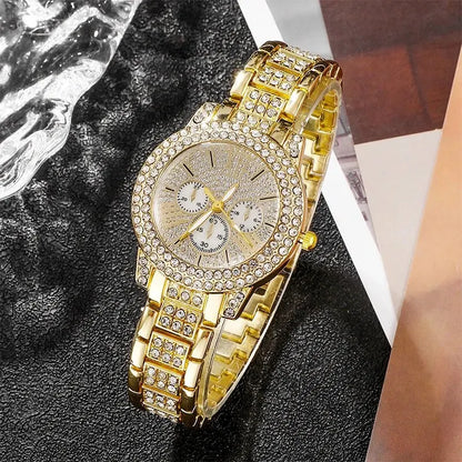 Women's Quartz Gold Watch, Luxury Ring Necklace Earring Rhinestone Fashion, Casual Ladies Jewelry Set The No1 Thing You Need For This Summer