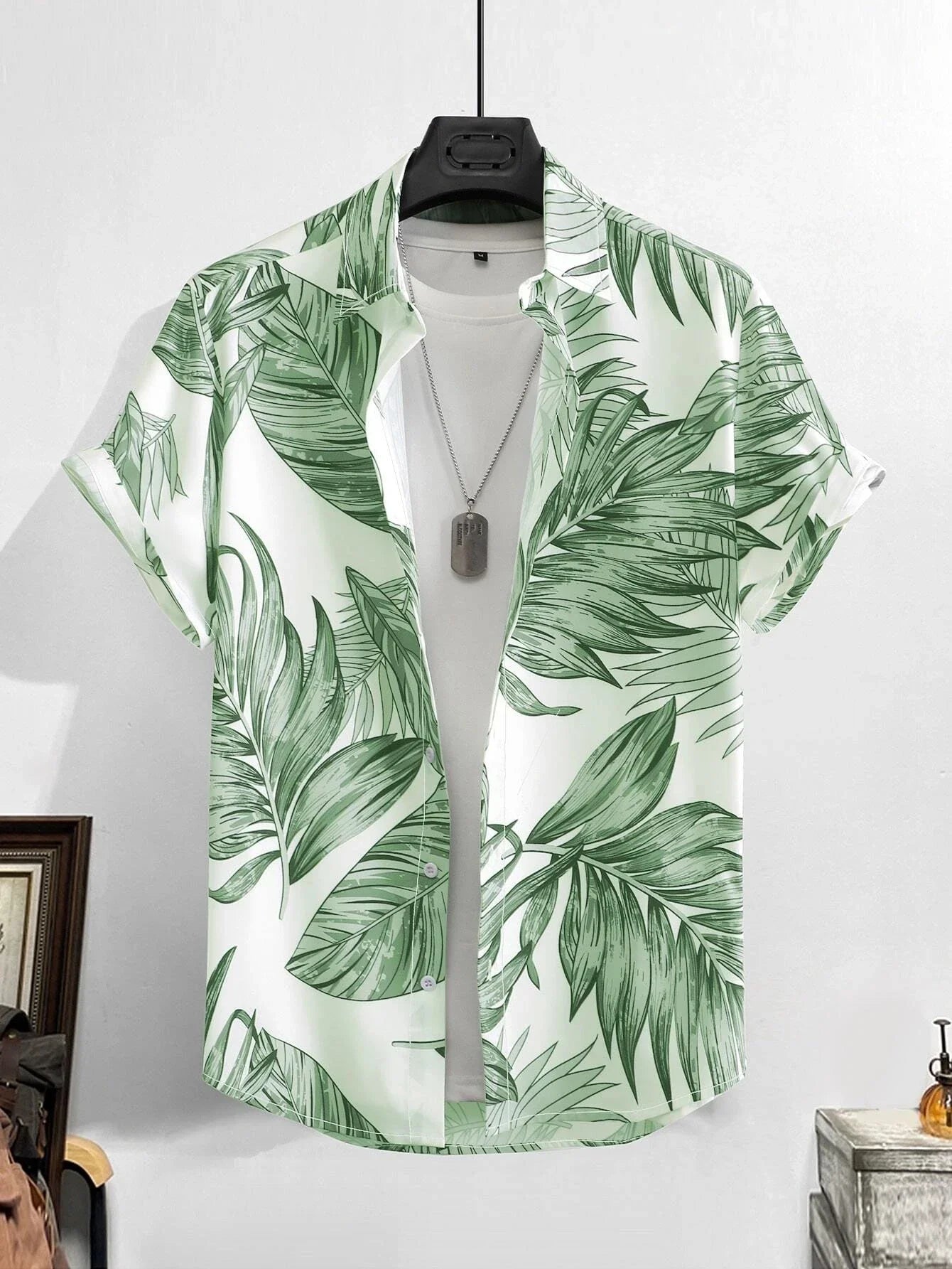 Vintage Print Hawaiian Shirt — Men's Oversized Beach Casual Shirt