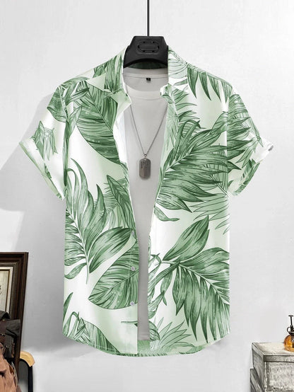 Vintage Print Hawaiian Shirt — Men's Oversized Beach Casual Shirt