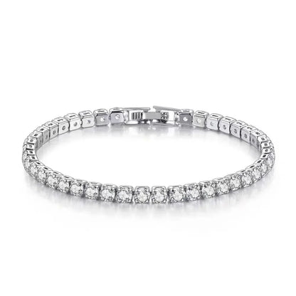 S925 Sterling Silver Bracelet Zirconia Tennis Ball Women Fashion Simple Engagement Wedding Charm Jewelry 4mm 16-20cm