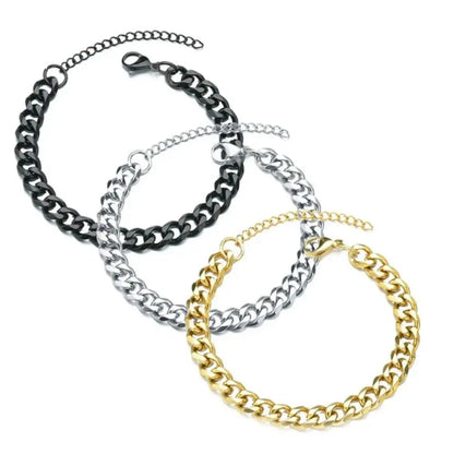 Wannee New Trendy Cuban Chain Bracelet Classic Stainless Steel 3,5,7mm Width Chain Bracelet For Men/Women's Jewelry