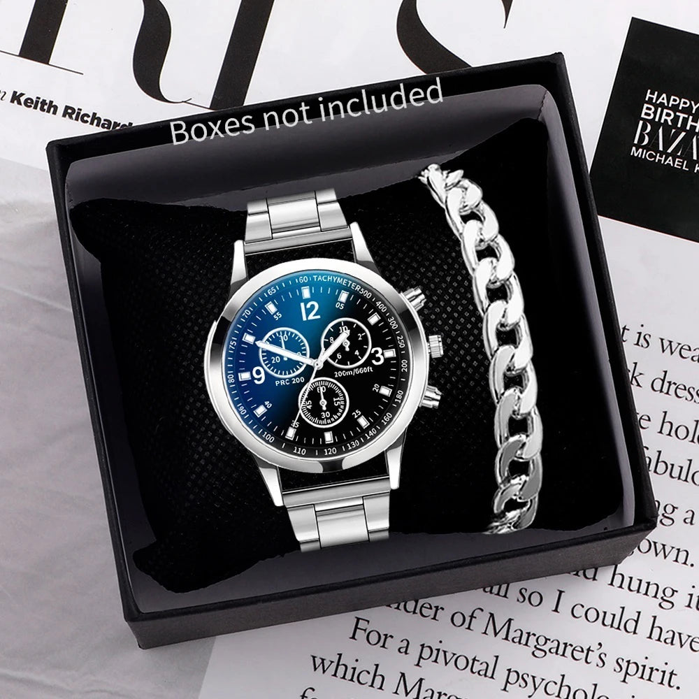 Steel Band Quartz Watch — Men's Business Fashion Wristwatch